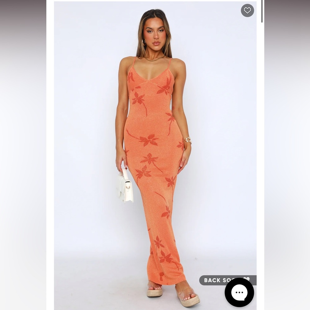 White Fox Boutique Orange Floral Maxi Dress